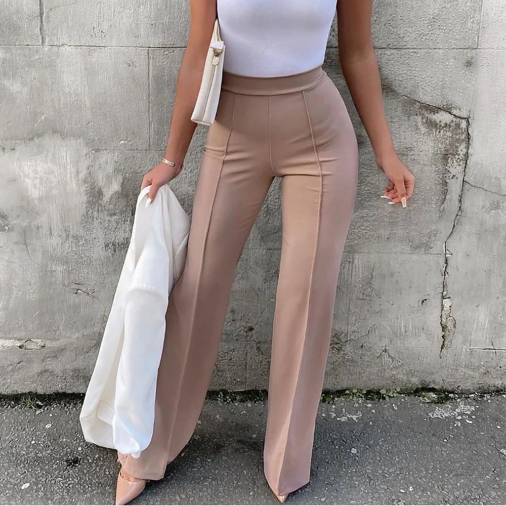 Fashion Nova Victoria High Waisted Dress Pants Taupe - Tall Inseam